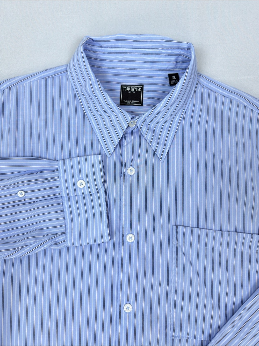 Todd Snyder Blue Striped Lyocell Button Down Shirt XL